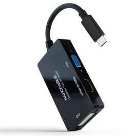 Nanocable Conversor USB-C a HDMI, DVI y VGA Negro